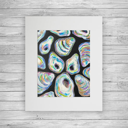 "Oyster Dance II" Matted Abstract Acrylic Painting, 8x10"
