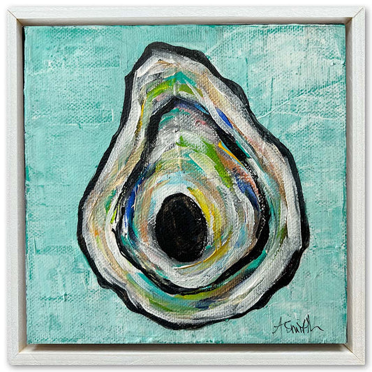 "Charlotte" Oyster Shell Acrylic Painting, 6x6"