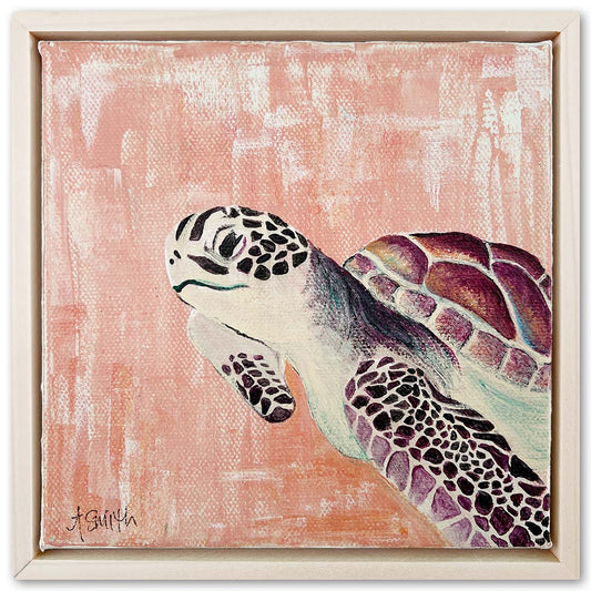 "Jane" Sea Turtle Acrylic Painting, 6x6"