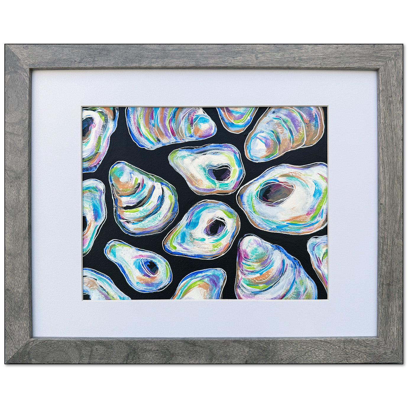 "Oyster Dance" Matted Abstract Acrylic Painting, 8x10"