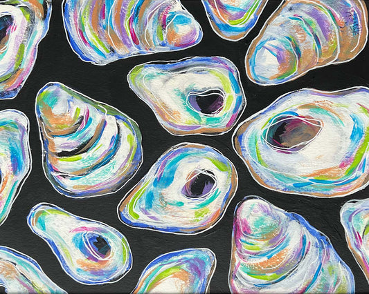 "Oyster Dance" Matted Abstract Acrylic Painting, 8x10"