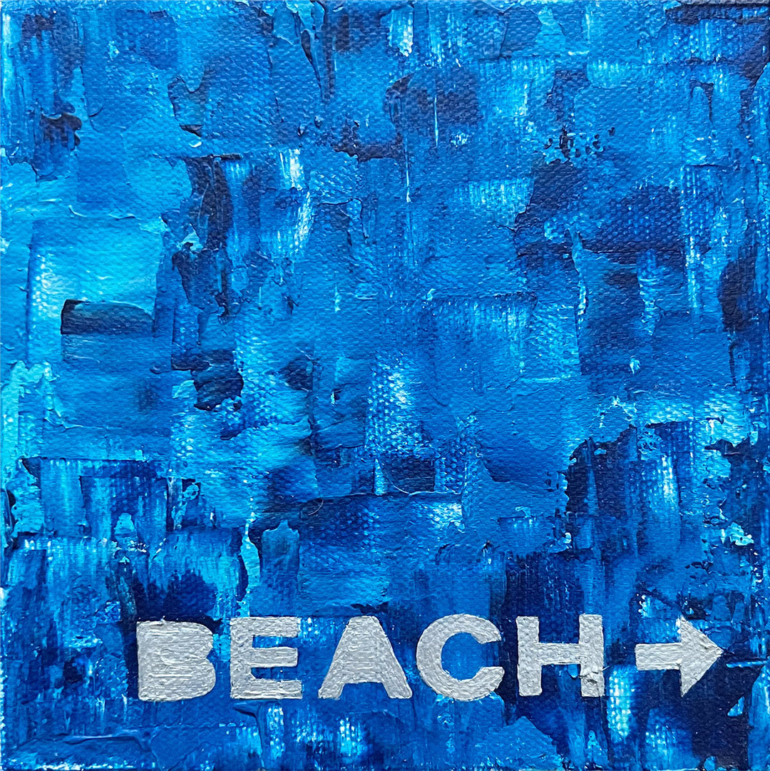"To The Beach" Acrylic Painting, 6x6"