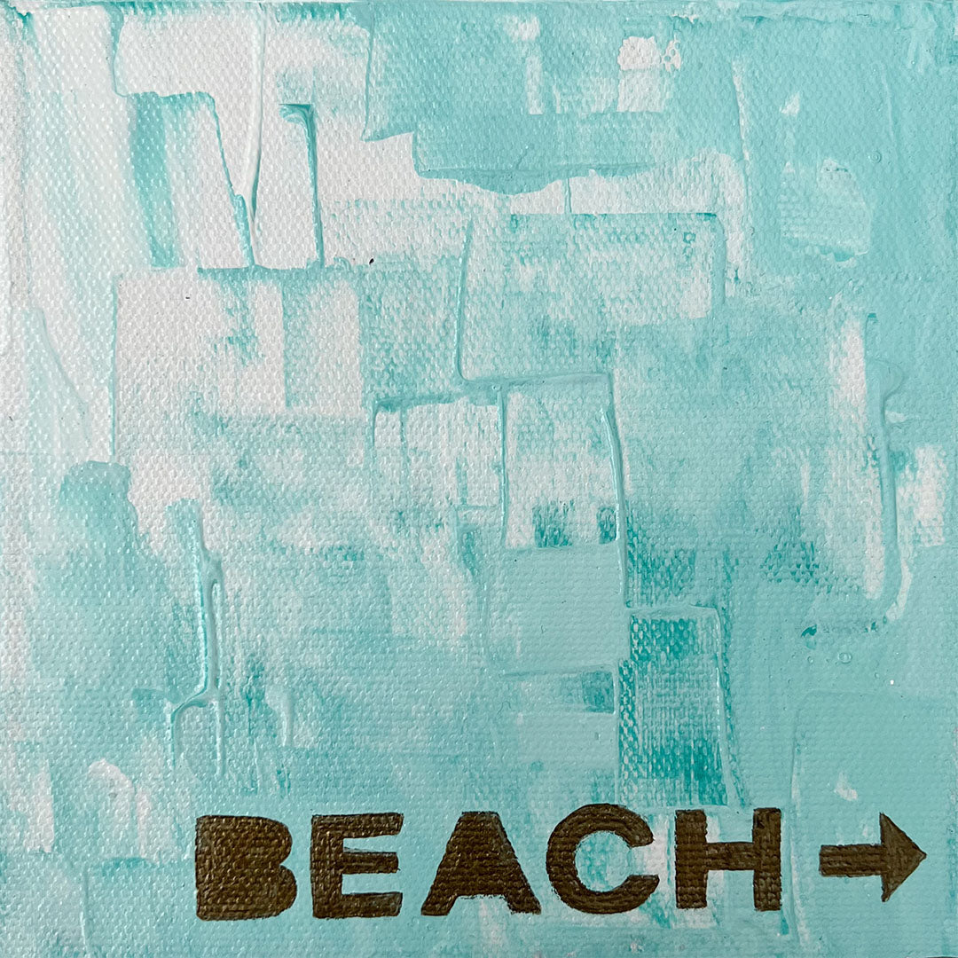"To The Beach" Acrylic Painting, 6x6"