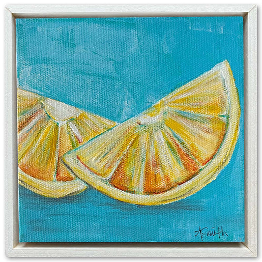 Lemon Slices Acrylic Painting, 6x6"