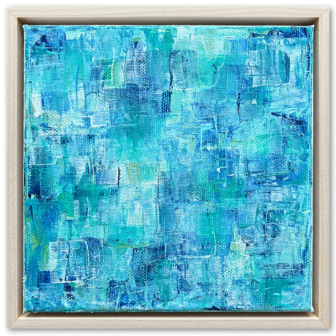 Azure Abstract Acrylic Painting, 6x6"