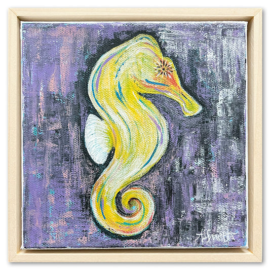 Seahorse Acrylic Painting, 6x6"