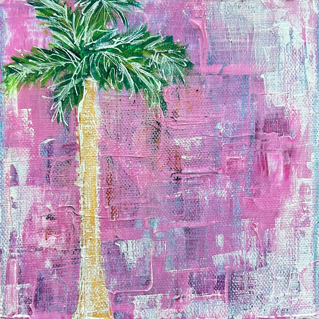 "Stay Wild" Palm Tree Acrylic Painting, 6x6"
