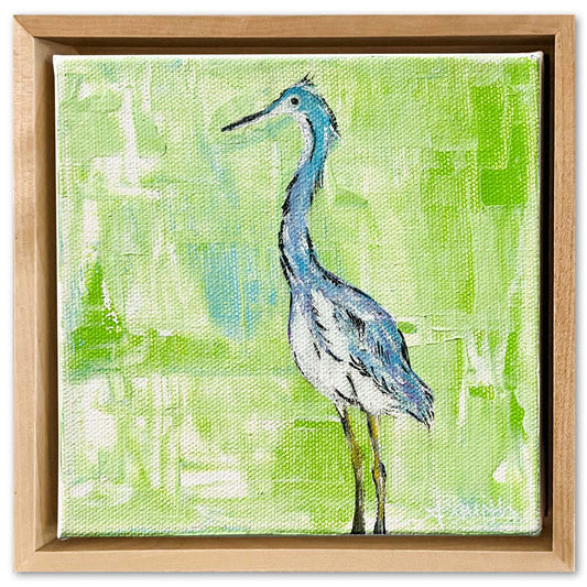 Tricolored Heron Acrylic Painting, 6x6"