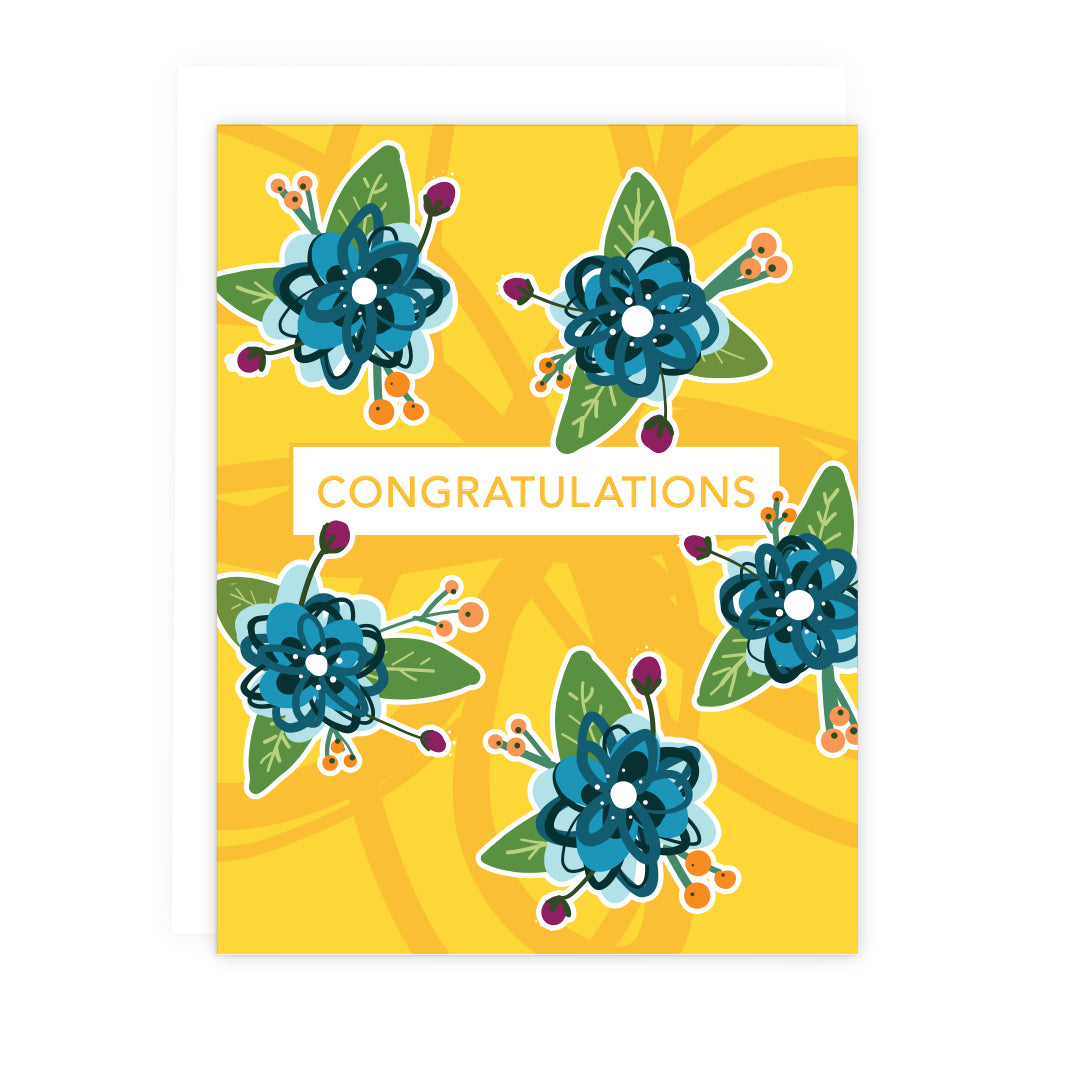 Yellow Floral Congratulations Note Card | Luxe Stationery & Greeting Cards by 7th & Palm