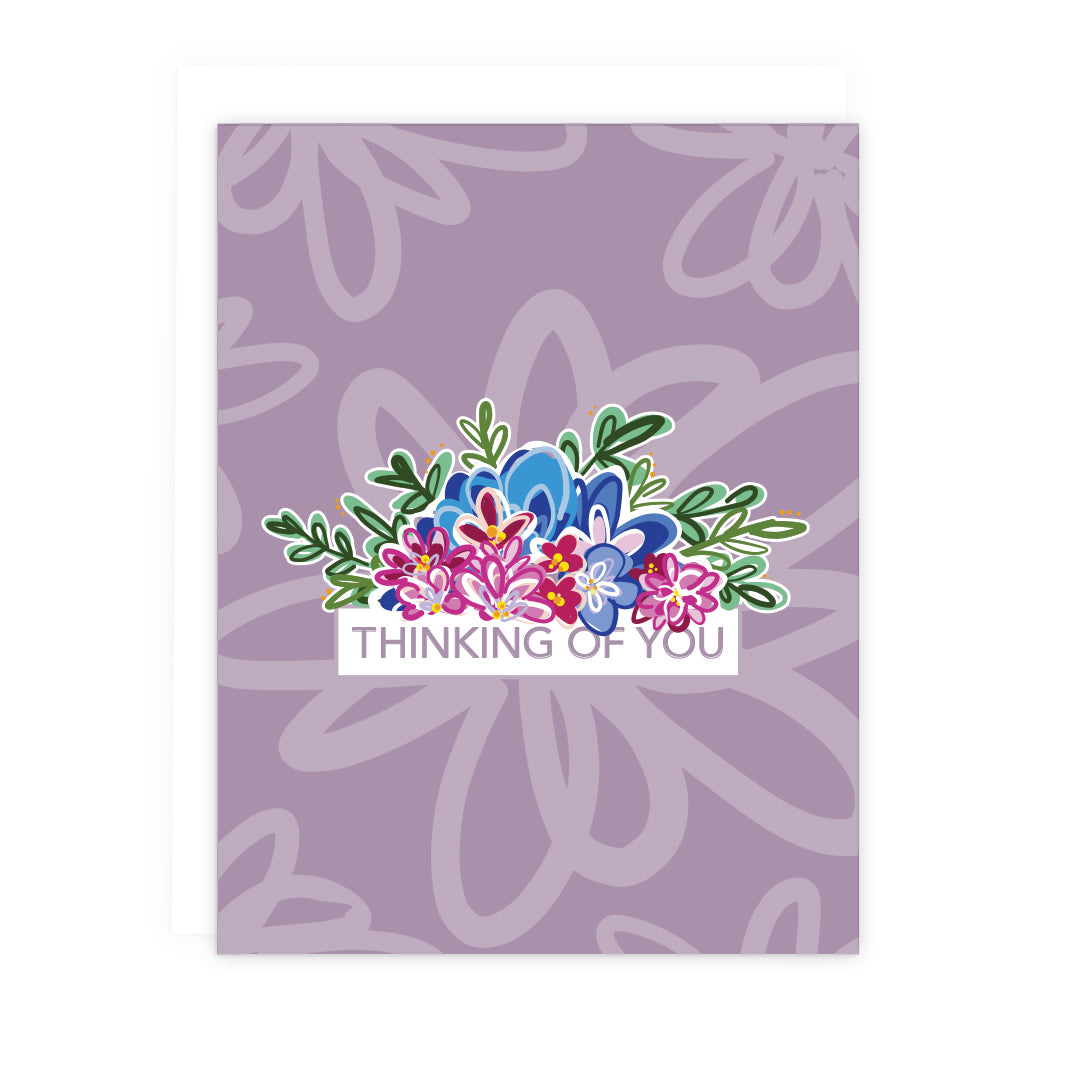 Purple Floral Thinking of You Note Card | Luxe Stationery & Greeting Cards by 7th & Palm