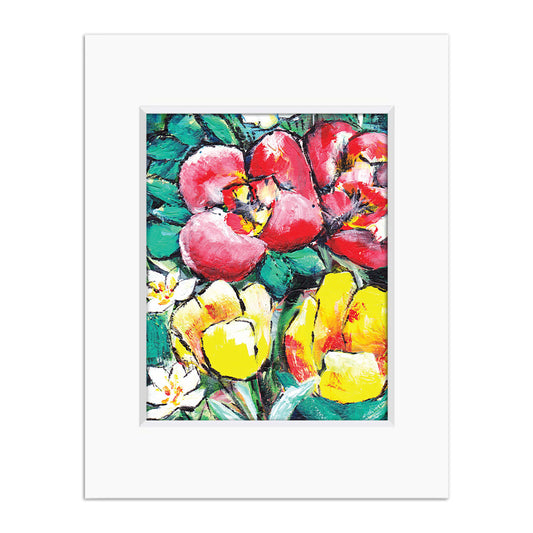 Daffodils, Begonias & Tulips Art Print, 8x10