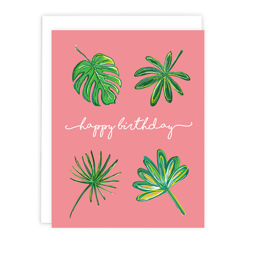 Pink Palms Birthday Card