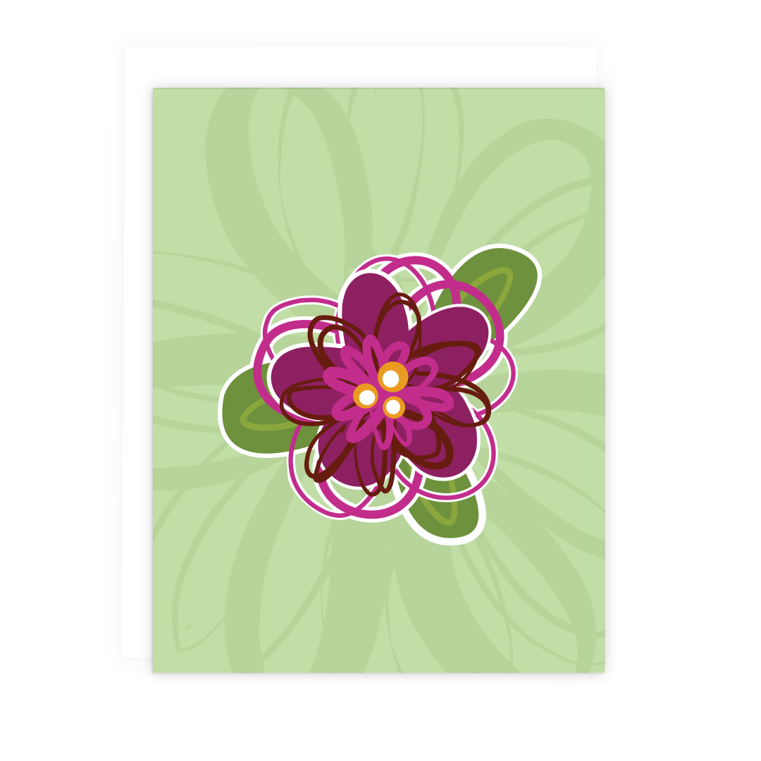 Green Floral Note Card