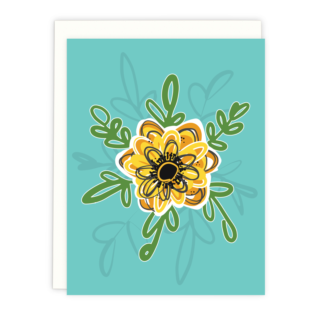 Teal Floral Card