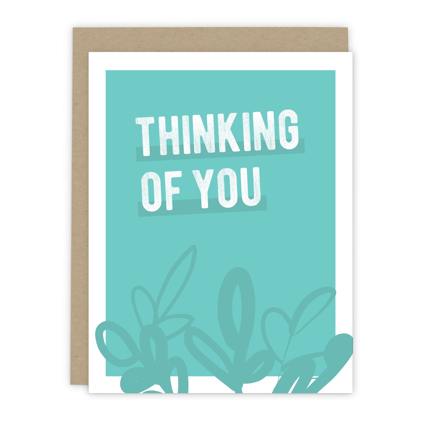Thinking of You Teal Leaves Card