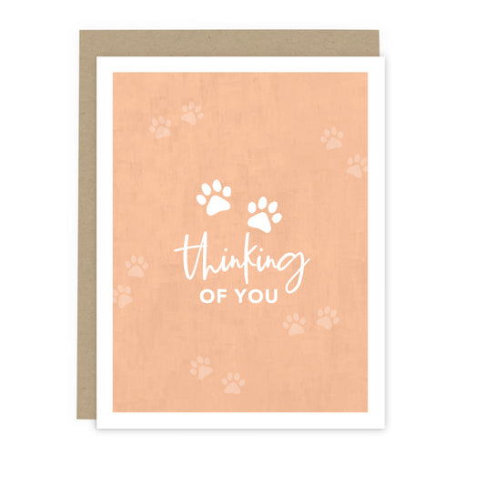 Thinking of You Paw Prints Card - Pet Sympathy Greeting Card