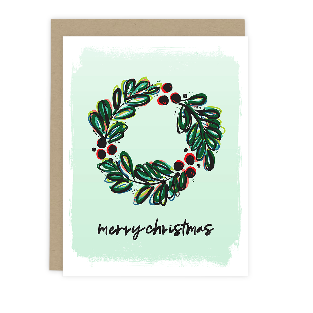 Wreath Merry Christmas Card | Holiday Greeting Cards by 7th & Palm