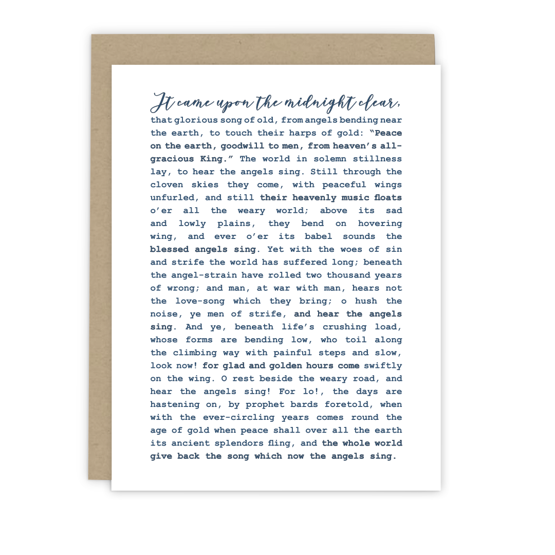 It Came Upon the Midnight Clear Lyrics Christmas Card