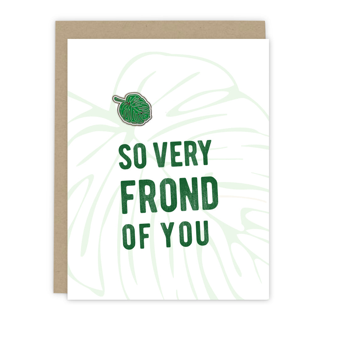 "So Very Frond of You" Monstera Leaf Enamel Pin & Card