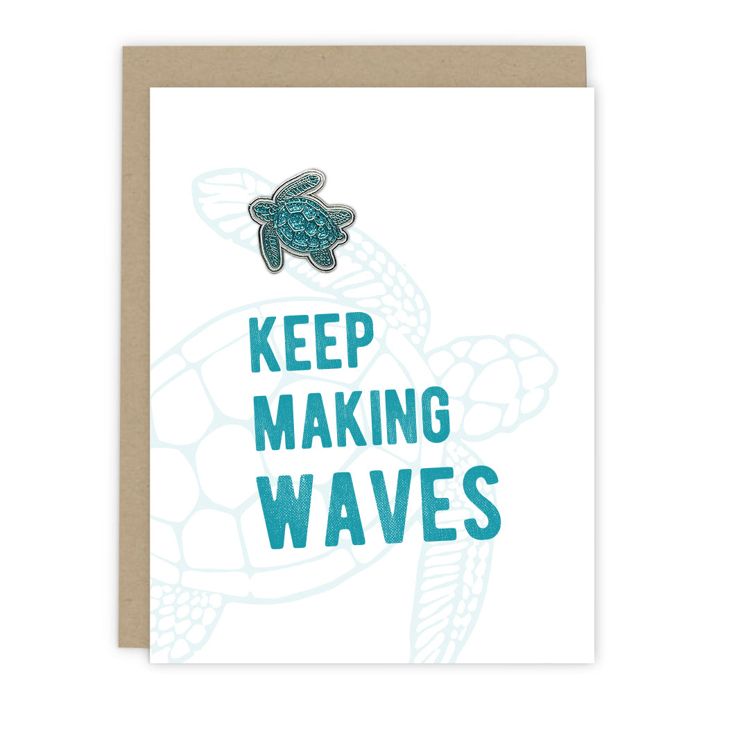 "Keep Making Waves" Sea Turtle Enamel Pin & Card