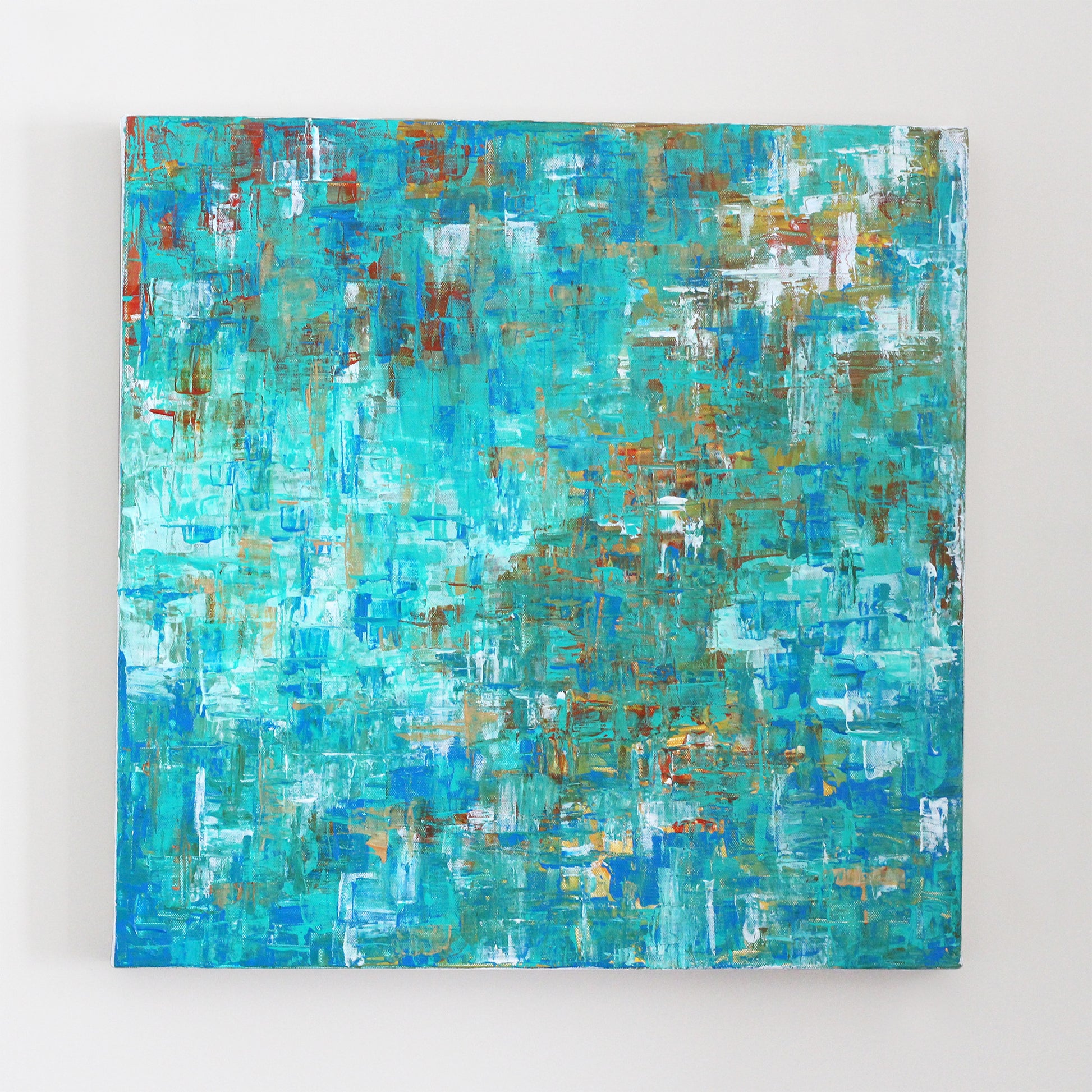 Modern Madras 20x20" Abstract Painting - Original Art by Andrea Smith