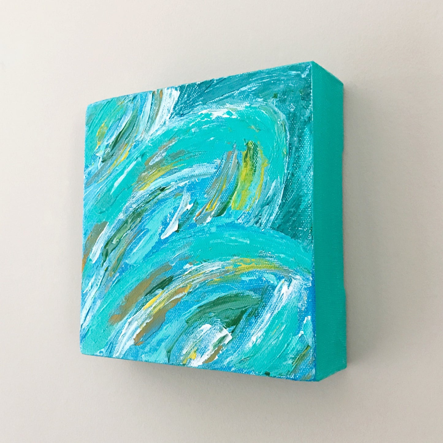Tropical Leaves II, Acrylic Mini Painting by Andrea Smith