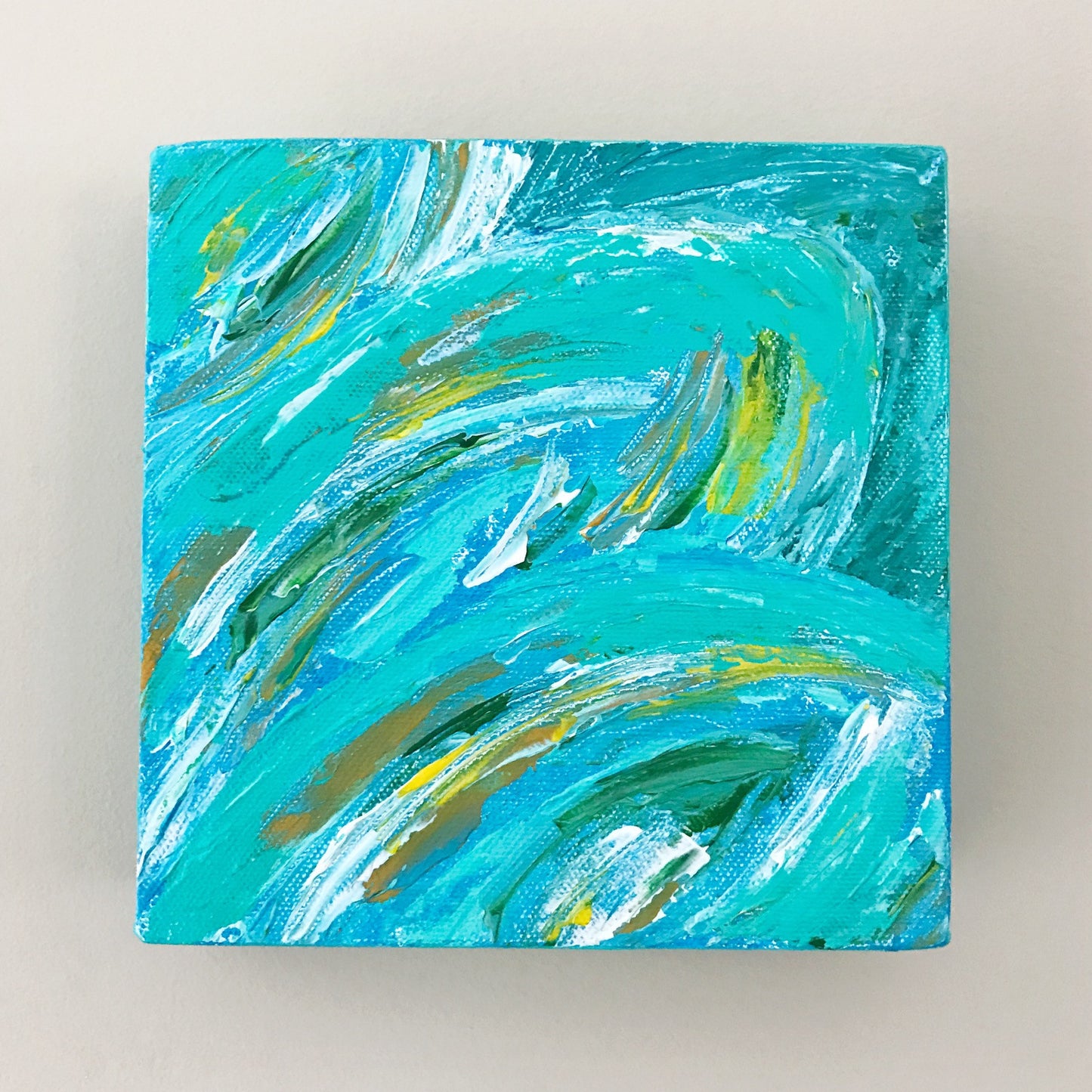 Tropical Leaves II, Acrylic Mini Painting by Andrea Smith