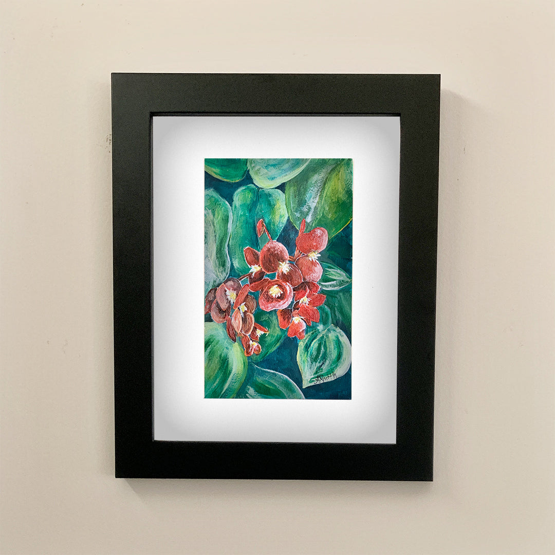 Begonia Cucullata_(Wax Begonia) Acrylic Painting - Original Art by Andrea Smith