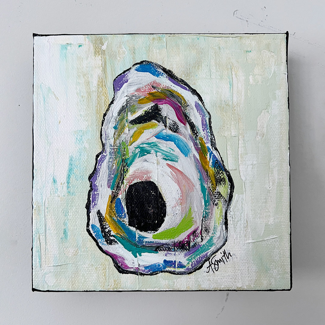 "Octavia" Oyster Shell Acrylic Painting, 6x6"