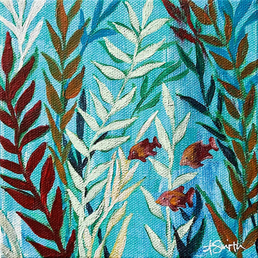Reef Acrylic Painting, 6x6"