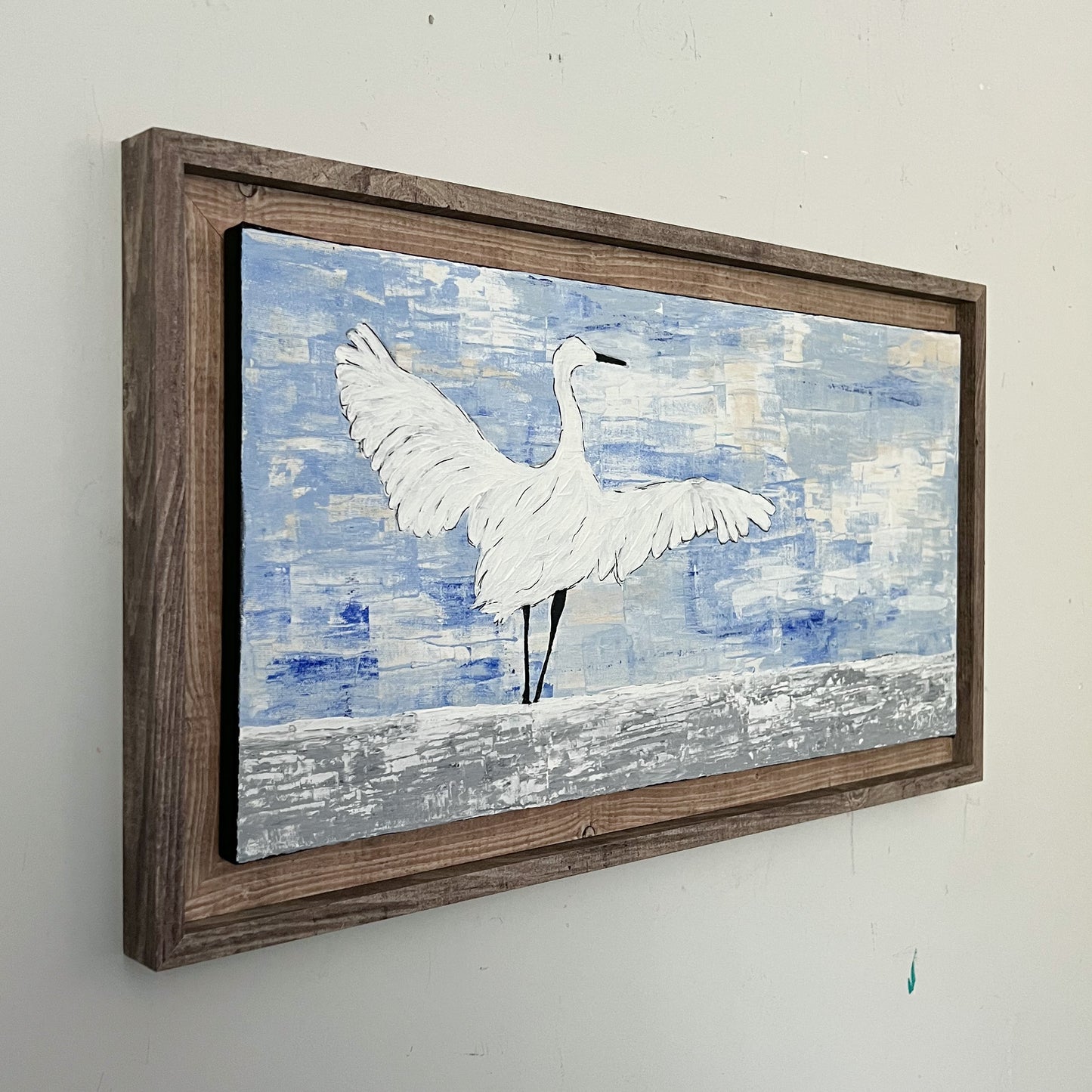 Snowy Egret in Water, 24x12"