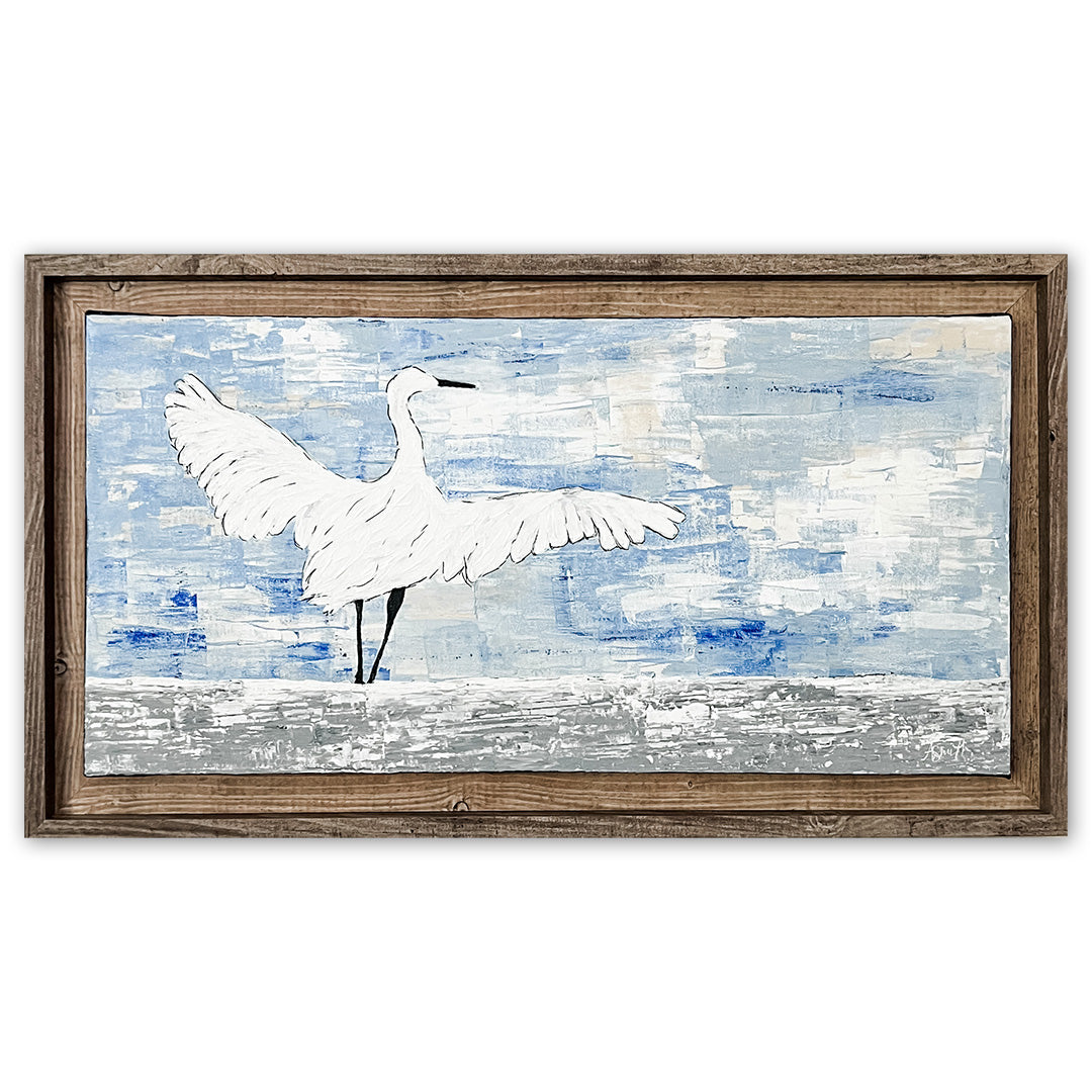 Snowy Egret in Water, 24x12"