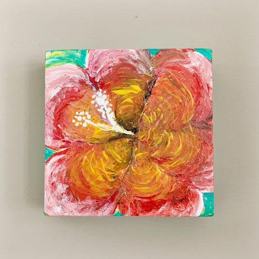 Hibiscus, 6x6" Acrylic Mini Painting by Andrea Smith